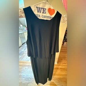 Classic Black Sleeveless Overlay Maxi Dress – Size 18